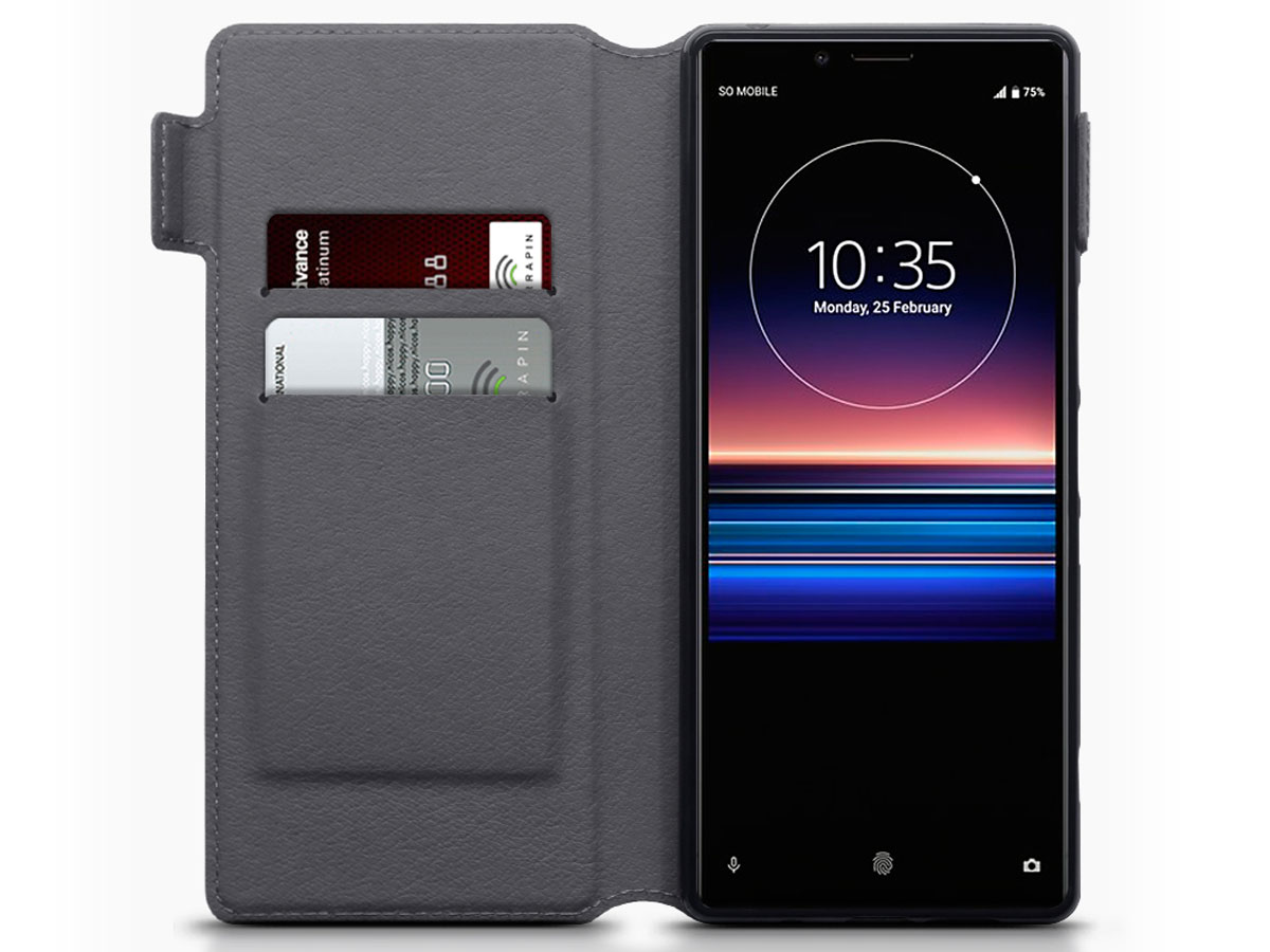 CaseBoutique Leather Case Grijs Leer - Sony Xperia 1 hoesje