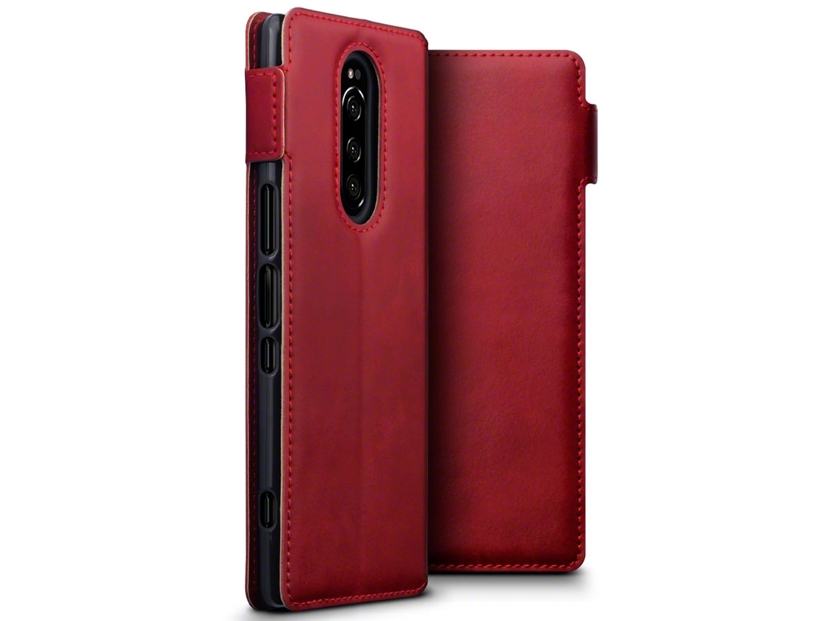 CaseBoutique Leather Case Rood Leer - Sony Xperia 1 hoesje