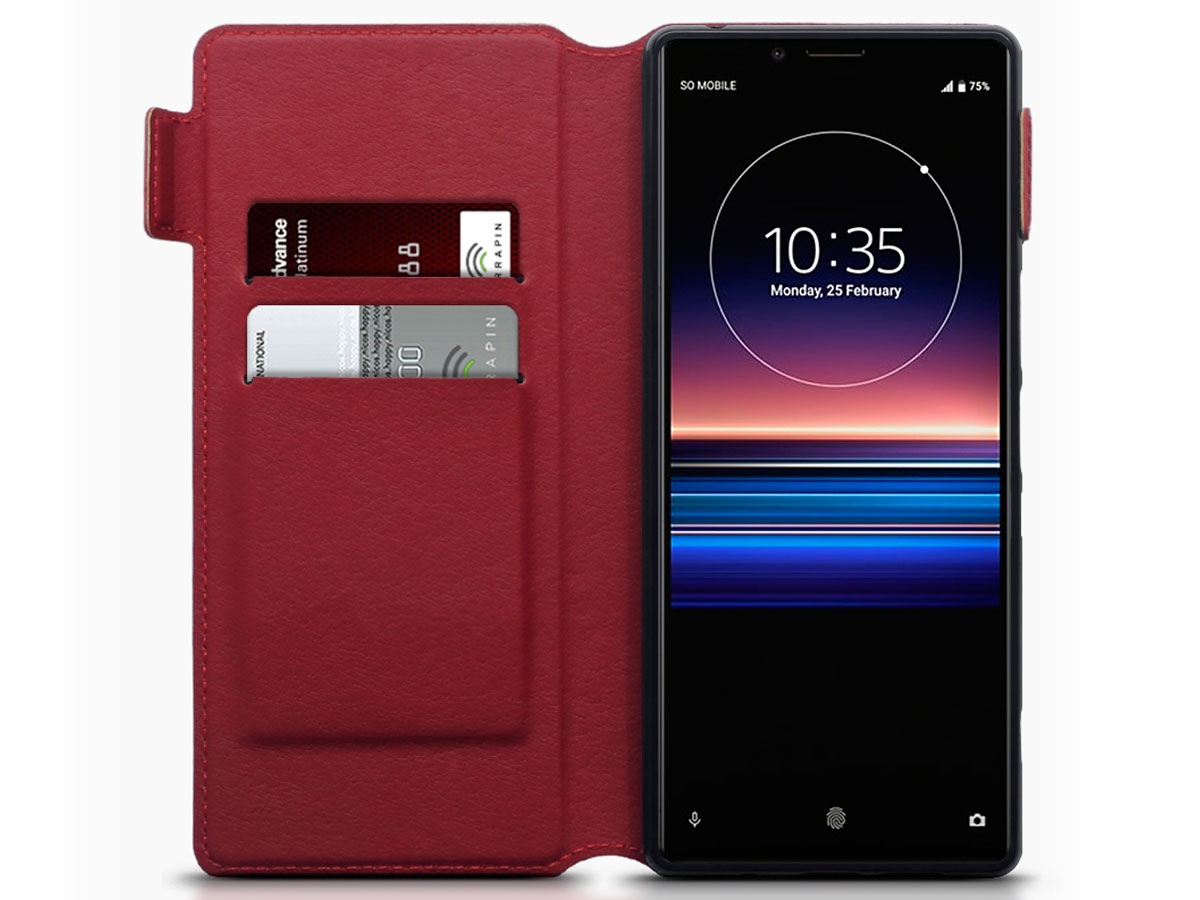 CaseBoutique Leather Case Rood Leer - Sony Xperia 1 hoesje