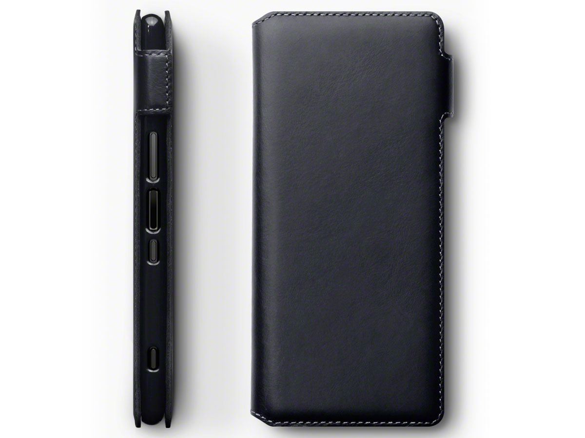 CaseBoutique Leather Case Zwart Leer - Sony Xperia 1 hoesje