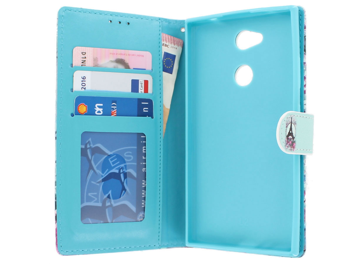 Retro Paris Bookcase Wallet - Sony Xperia L2 hoesje