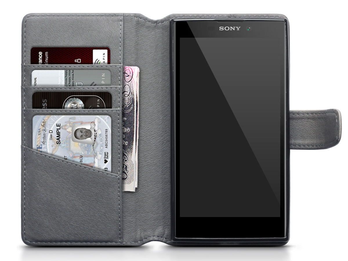 CaseBoutique Bookcase Grijs Leer - Sony Xperia L2 hoesje