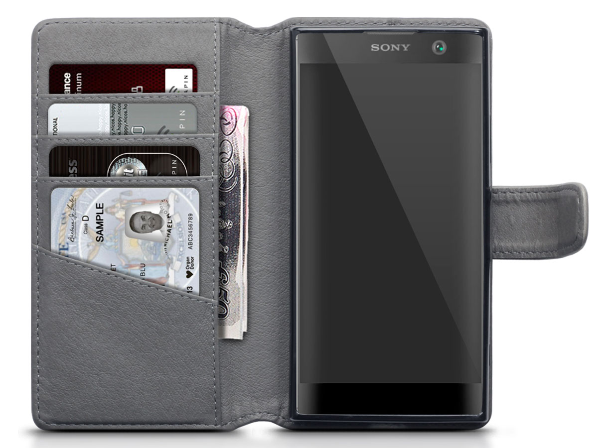 CaseBoutique Bookcase Grijs Leer - Sony Xperia XA2 hoesje