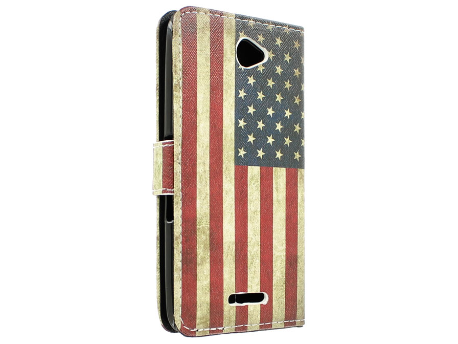 Vintage USA Flag Book Case Hoesje voor Sony Xperia E4