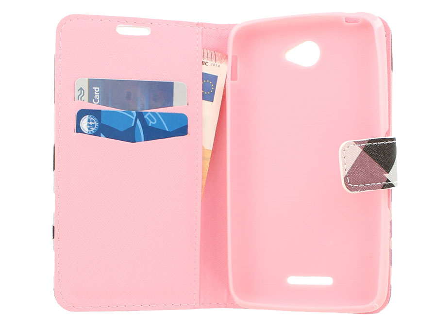 Mantel ik zal sterk zijn kleur Tartan Wallet case - Sony Xperia E4 hoesje