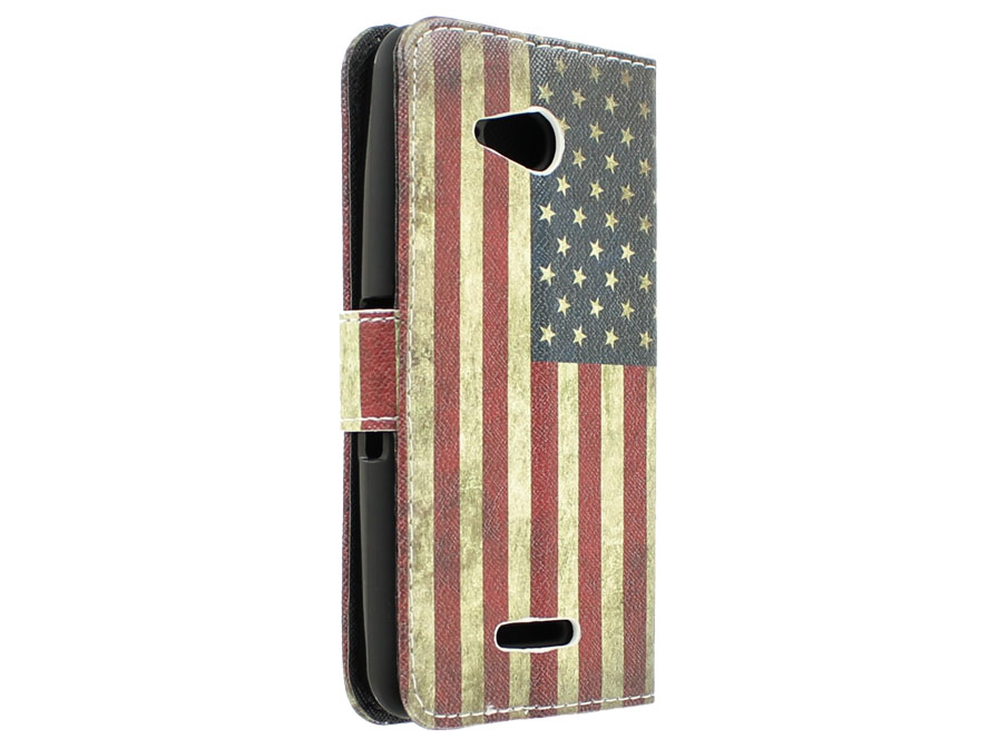 Vintage USA Flag Book Case Hoesje voor Sony Xperia E4g