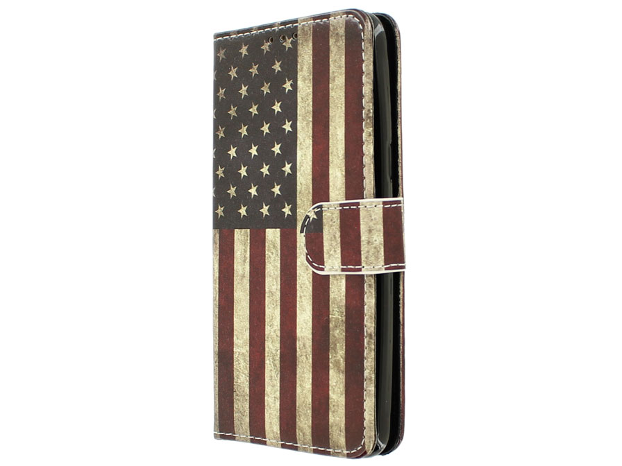 Vintage USA Flag Bookcase - Sony Xperia M5 hoesje