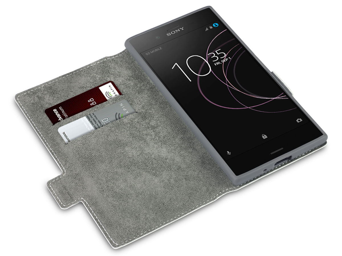 Covert Slim Bookcase Grijs - Sony Xperia XZ1 Hoesje