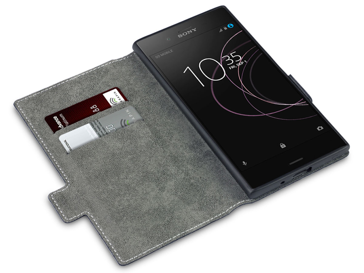 Covert Slim Bookcase Zwart - Sony Xperia XZ1 Hoesje