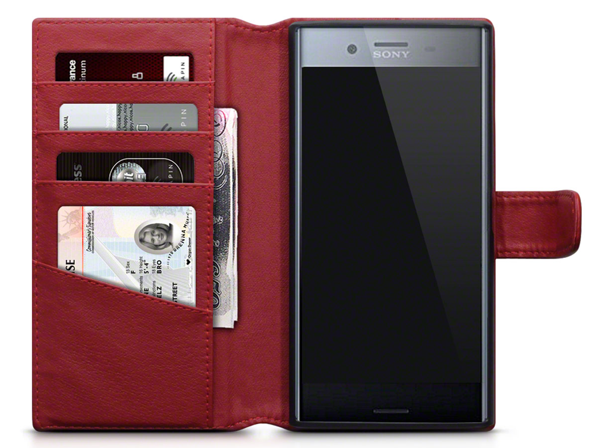CaseBoutique Case Rood Leer - Sony Xperia XZ Premium Hoesje