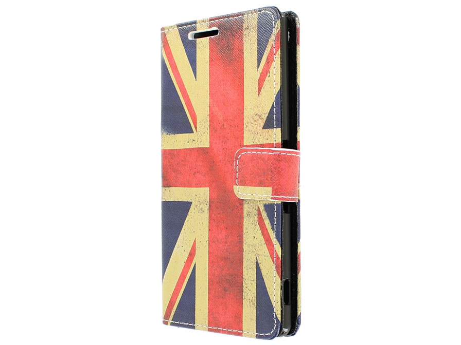 Vintage GB Flag Book Case Hoesje voor Sony Xperia Z3 Plus