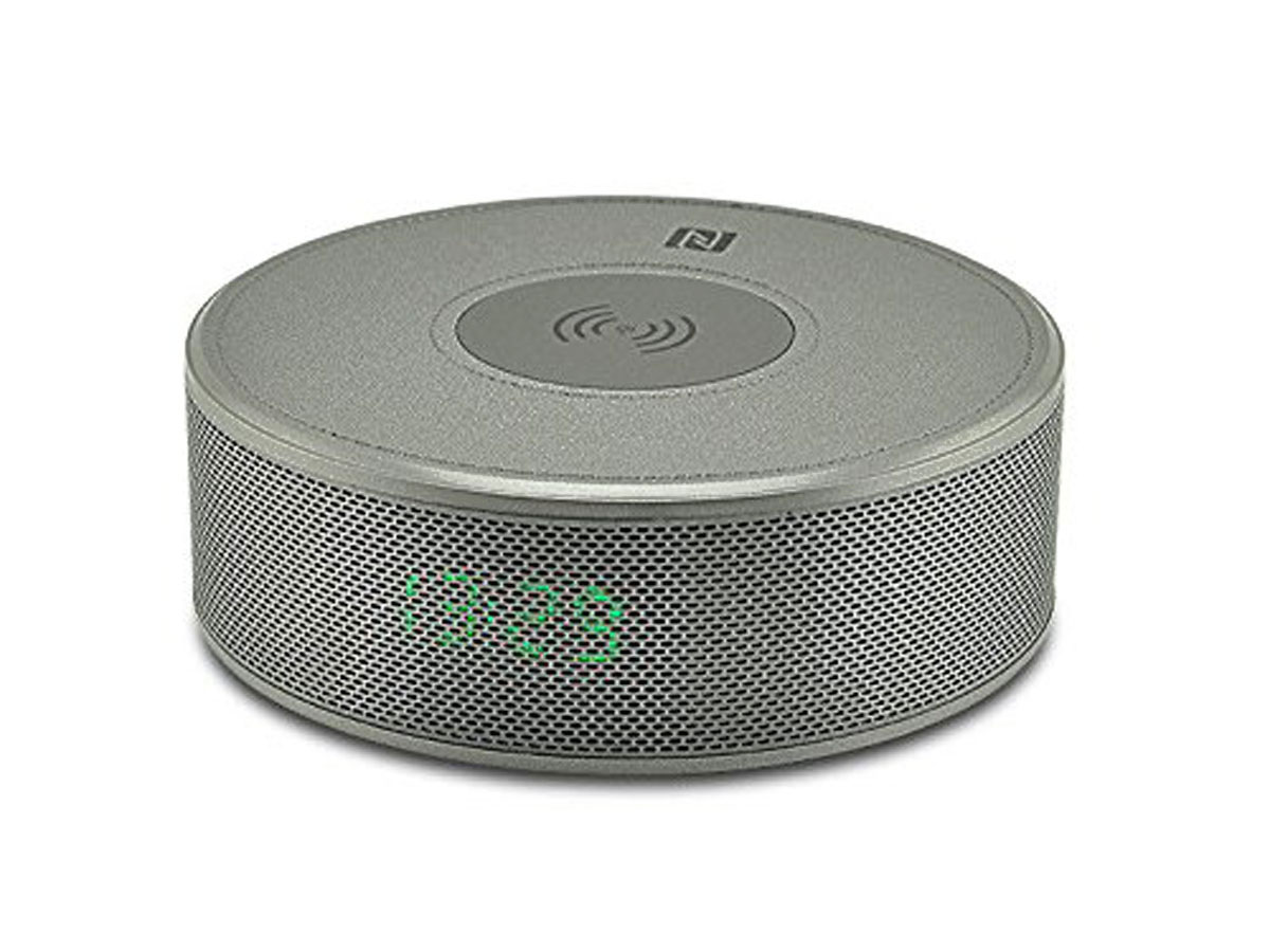 Draadloze Oplader Wekkerradio Bluetooth Speaker Grijs