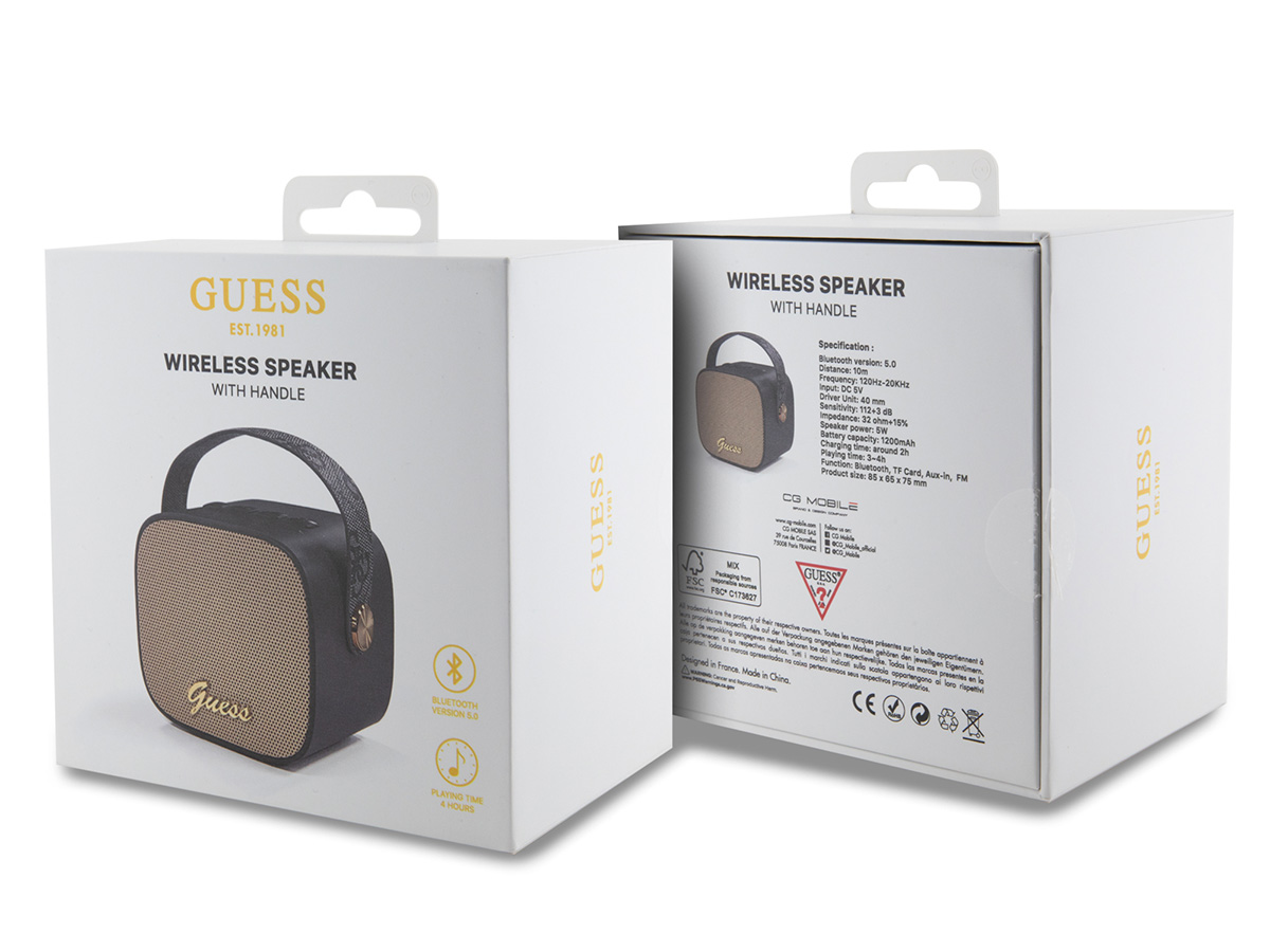 Guess 4G Monogram Bluetooth Speaker/FM Radio - Zwart