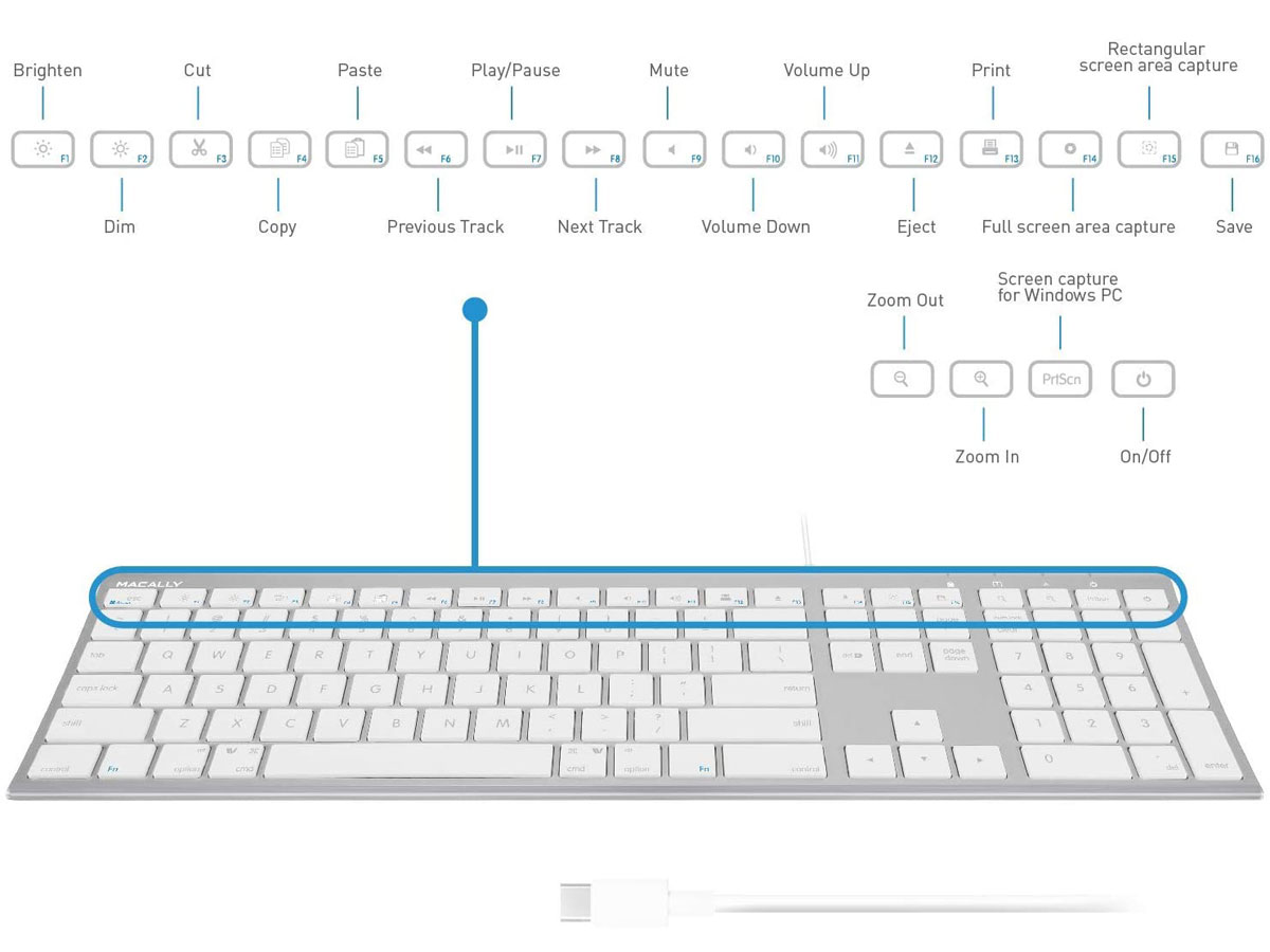 MacAlly USB-C Toetsenbord Apple Keyboard - QWERTY - UCACEKEYA