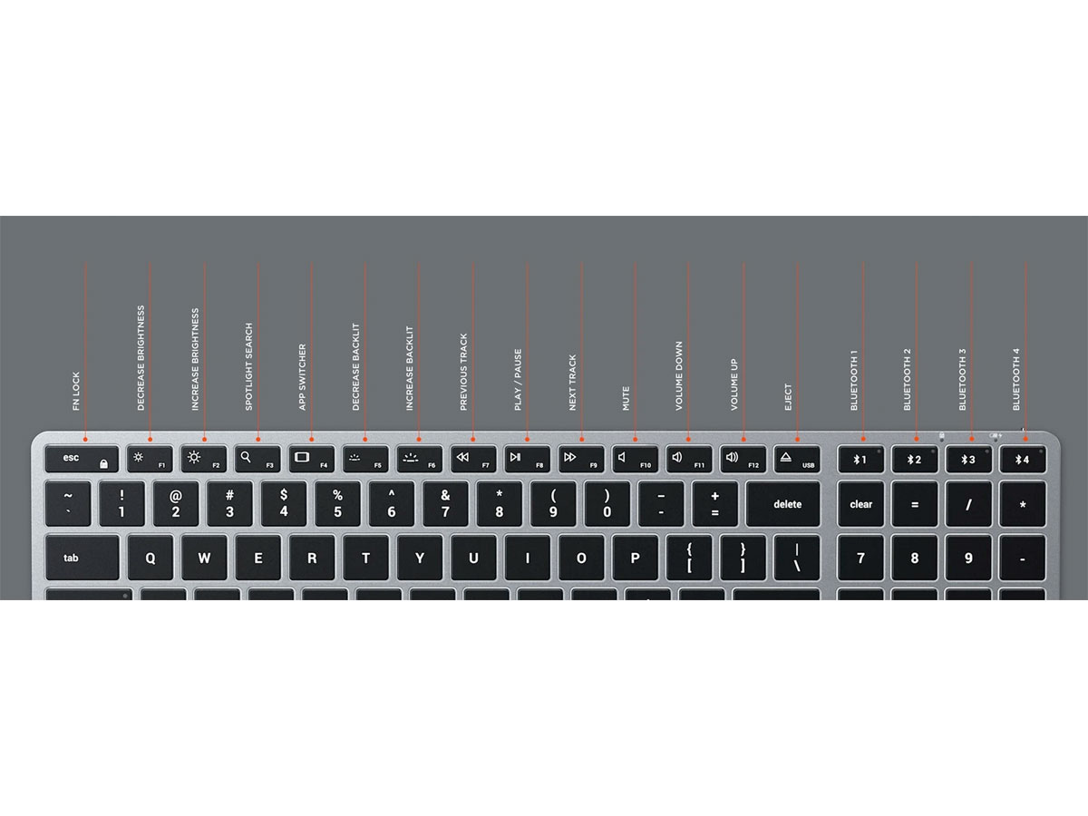 Satechi Slim X2 Bluetooth Backlit Keyboard Space Grey - QWERTY