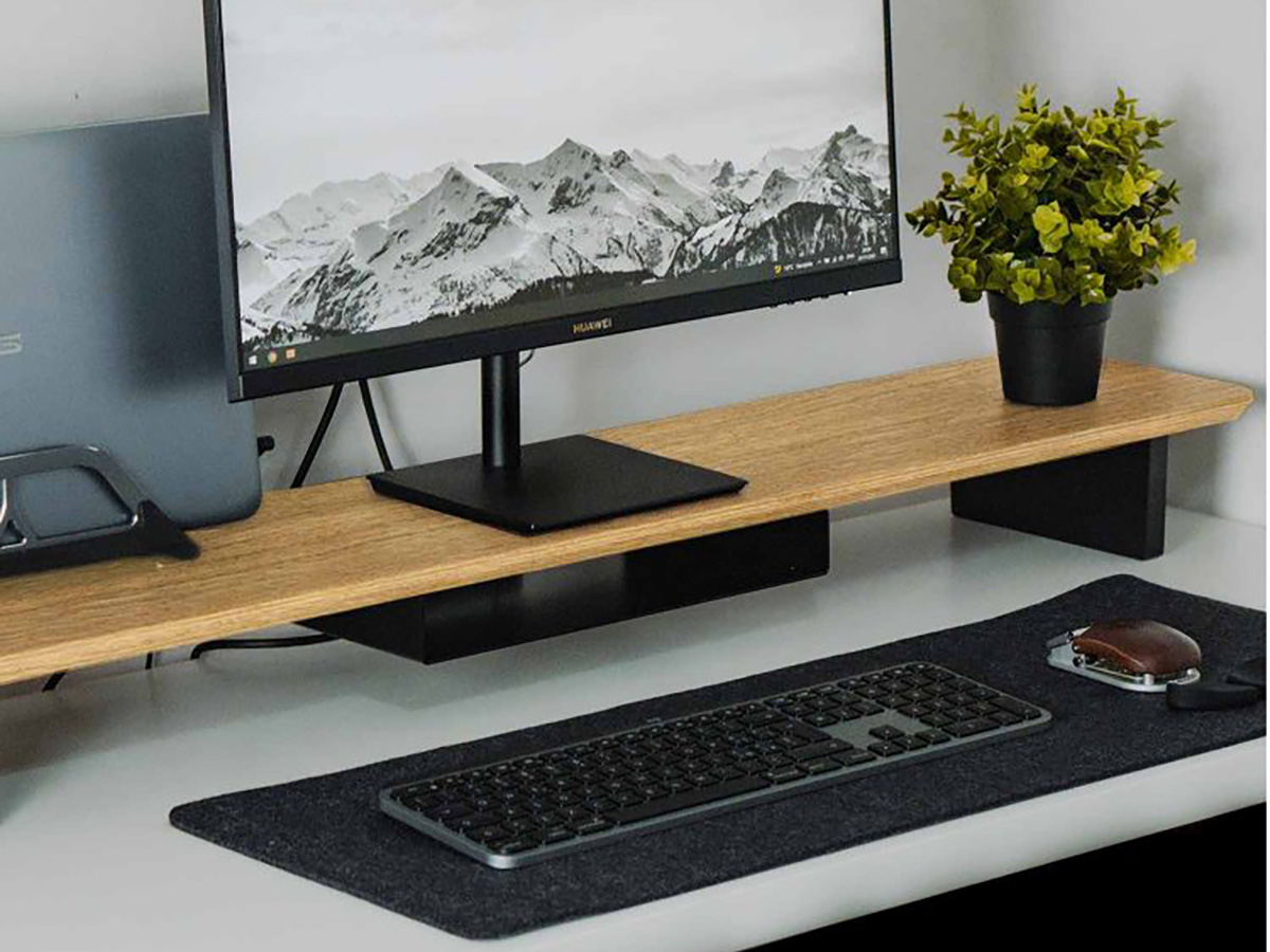 Balolo Setup Cockpit Oak - Dual Monitor Stand Beelschermverhoger