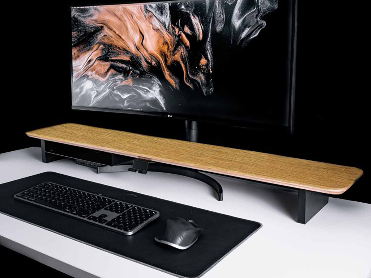 Balolo Setup Cockpit Oak - Dual Monitor Stand Beelschermverhoger