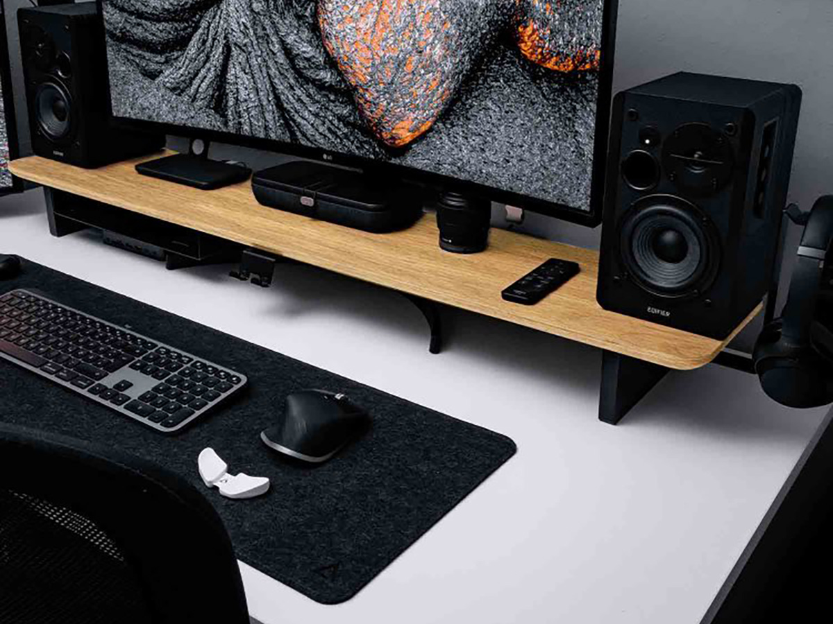 Balolo Setup Cockpit Oak - Dual Monitor Stand Beelschermverhoger