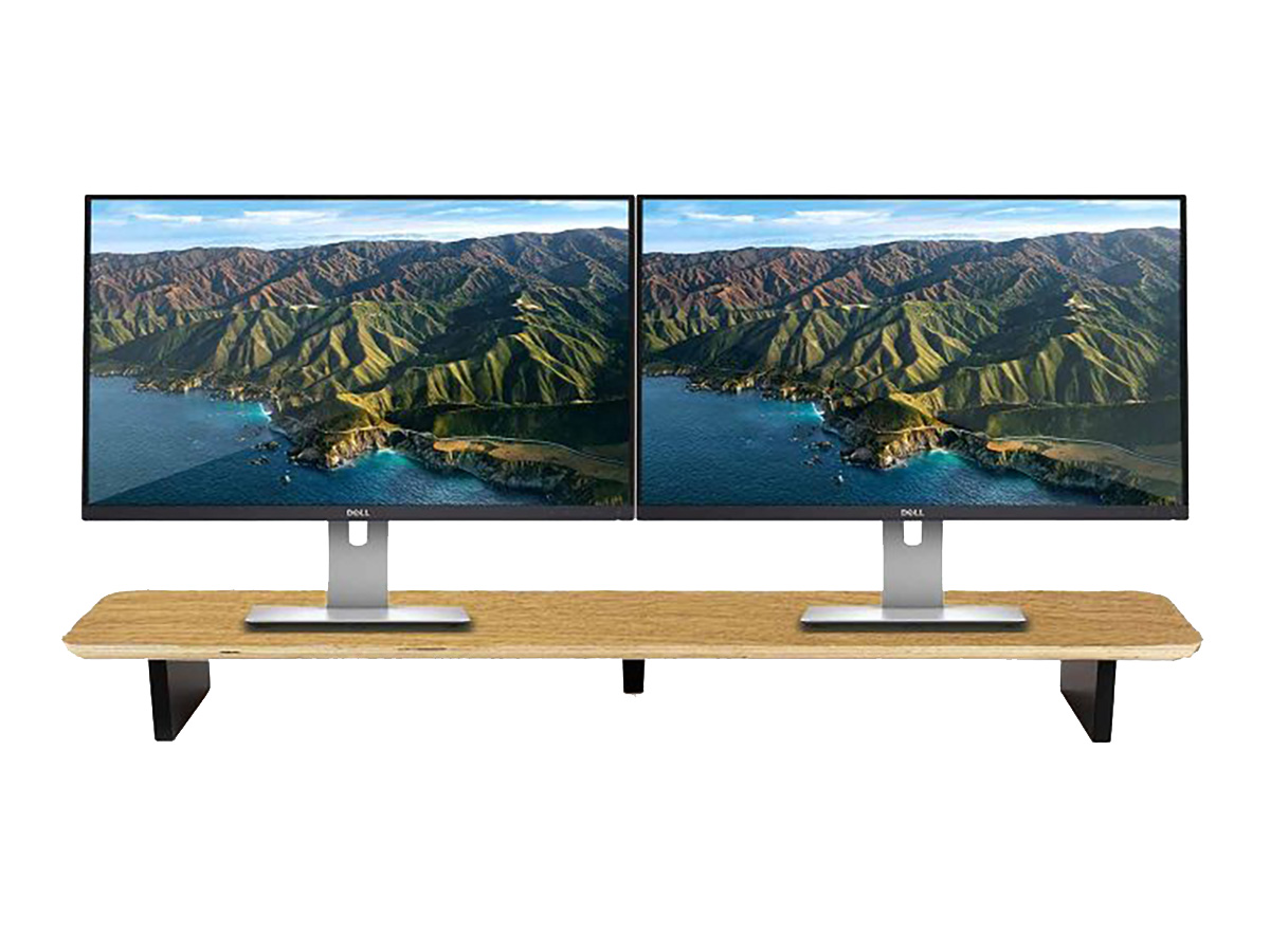 Balolo Setup Cockpit Oak - Dual Monitor Stand Beelschermverhoger