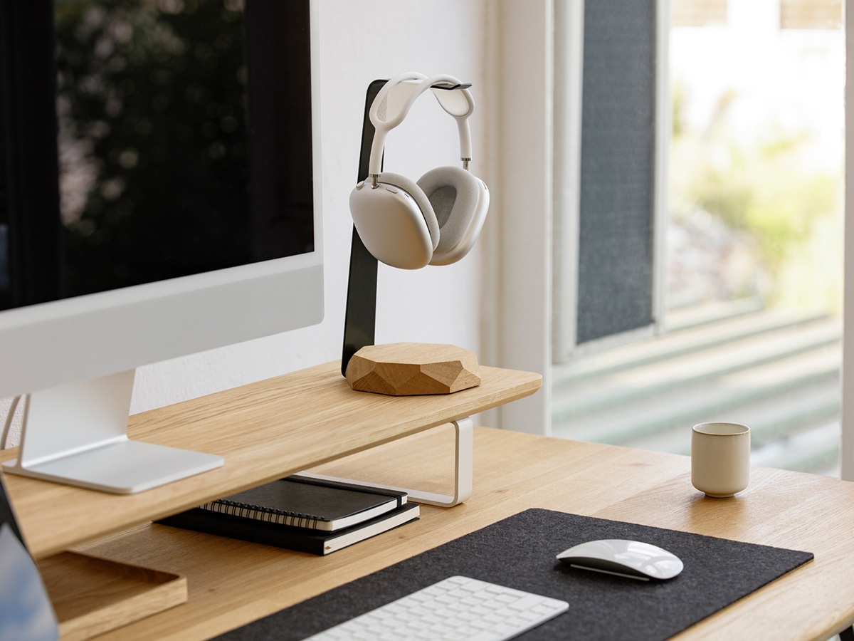 Oakywood Desk Shelf Oak/White - Dual Monitor Stand Beelschermverhoger