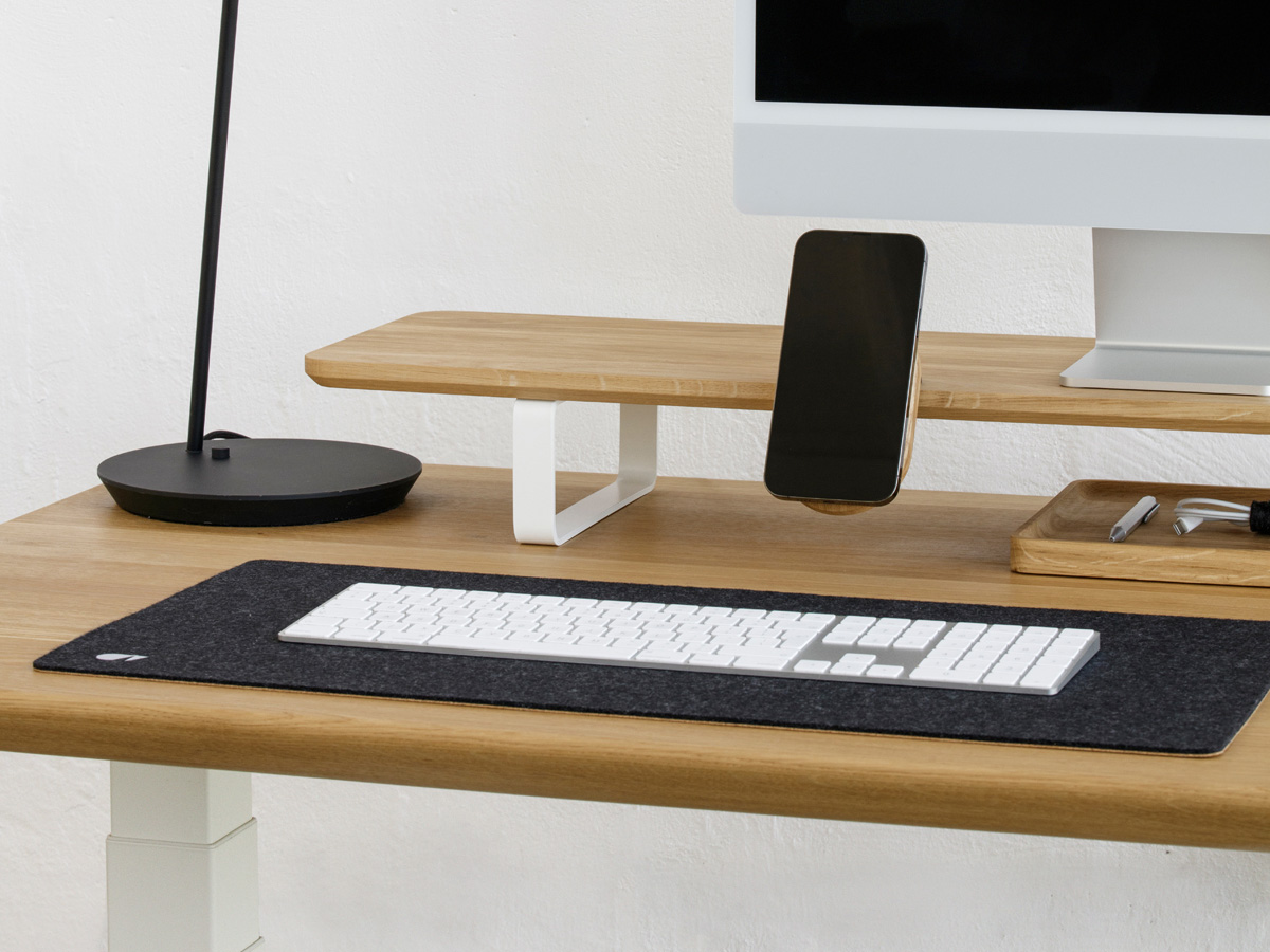 Oakywood Desk Shelf Oak/White - Dual Monitor Stand Beelschermverhoger