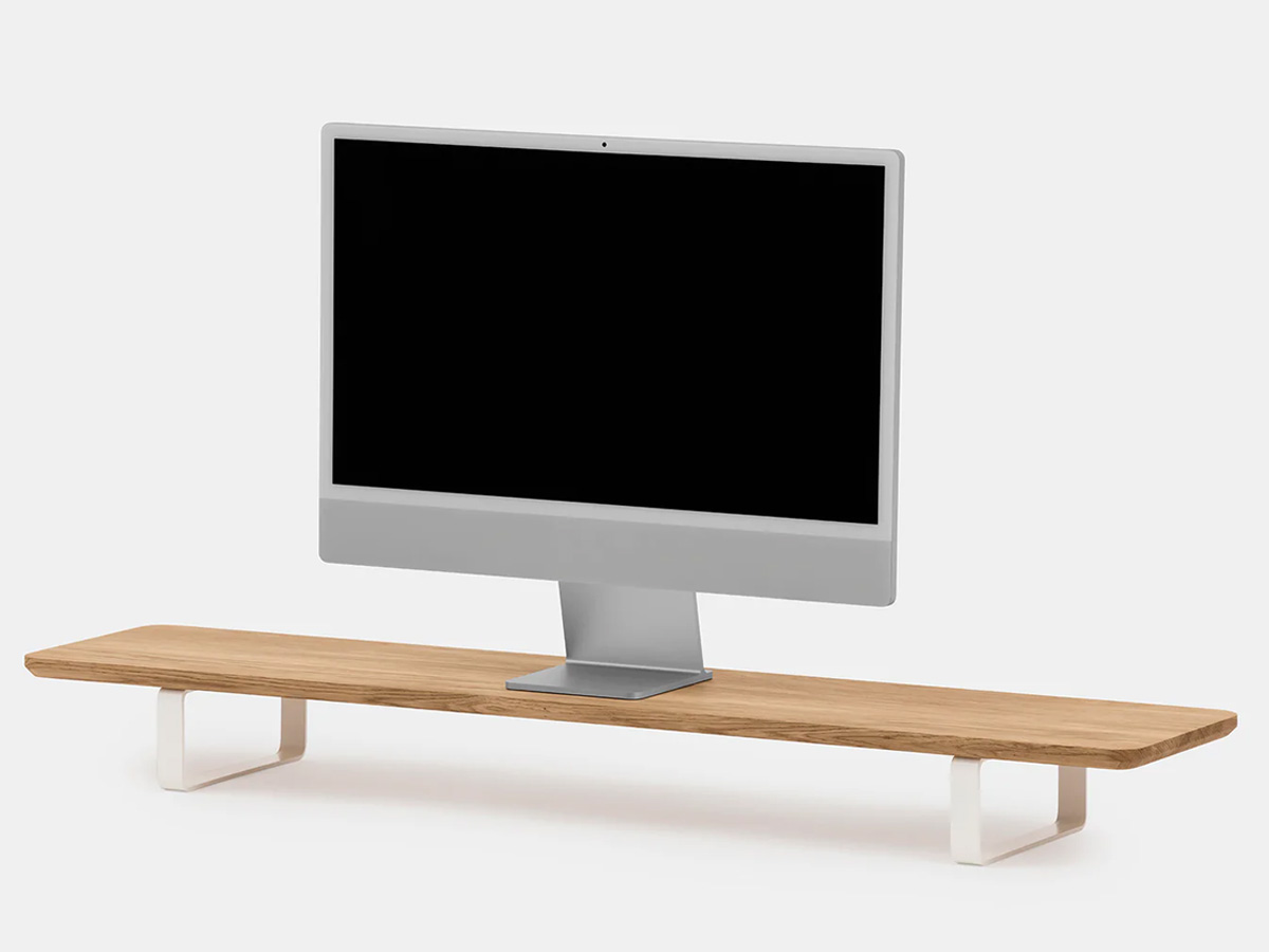 Oakywood Desk Shelf Oak/White - Dual Monitor Stand Beelschermverhoger