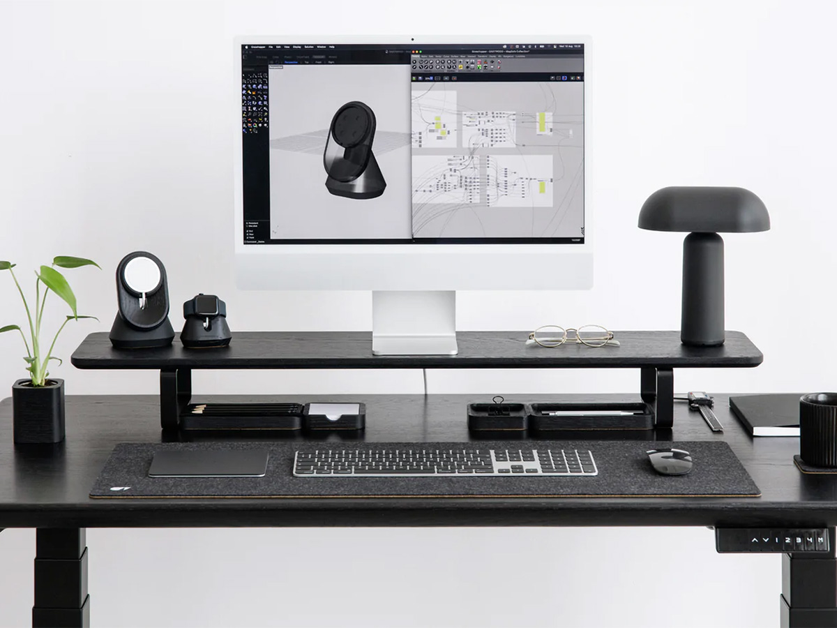 Oakywood Desk Shelf Black/Black - Dual Monitor Stand Beelschermverhoger