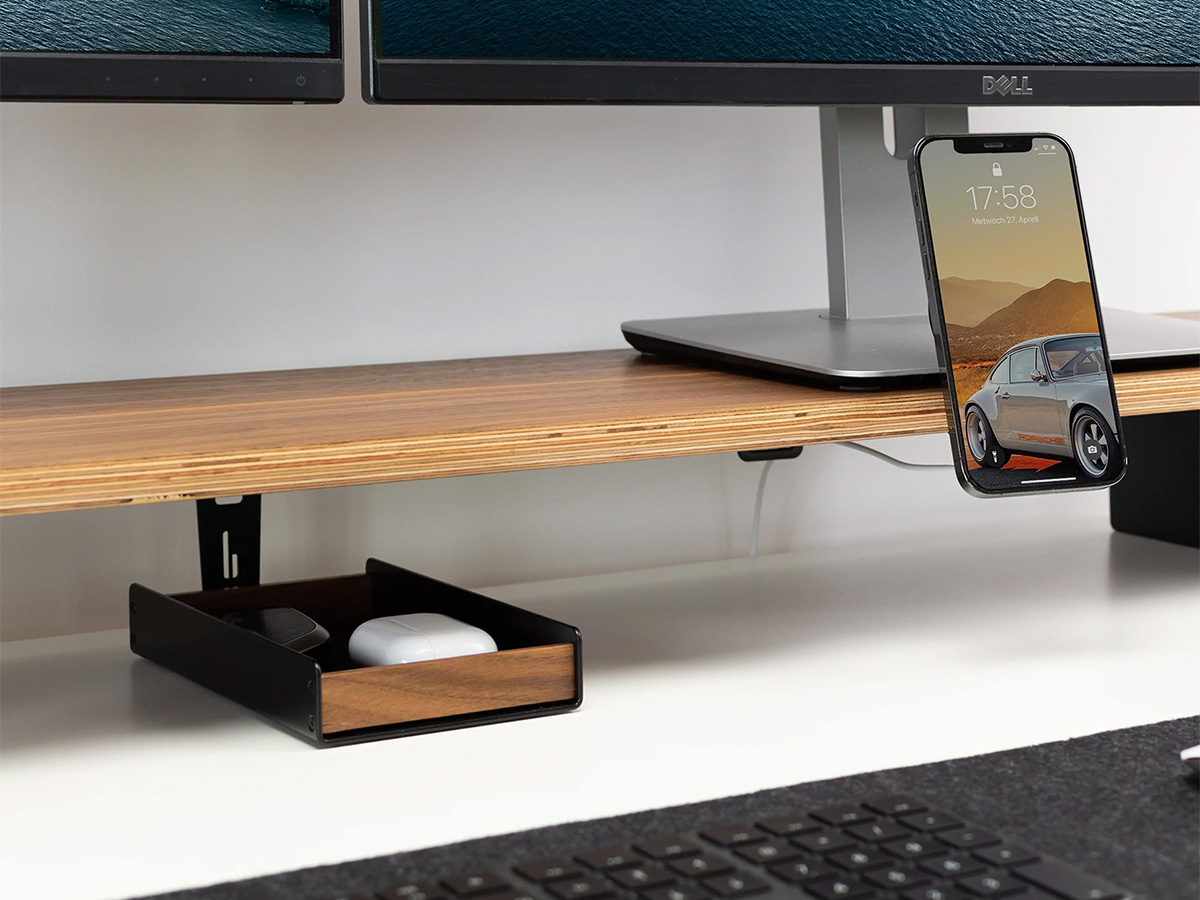 Balolo Catchall Tray Walnut - Organizer Bakje Hout en Zwart Staal