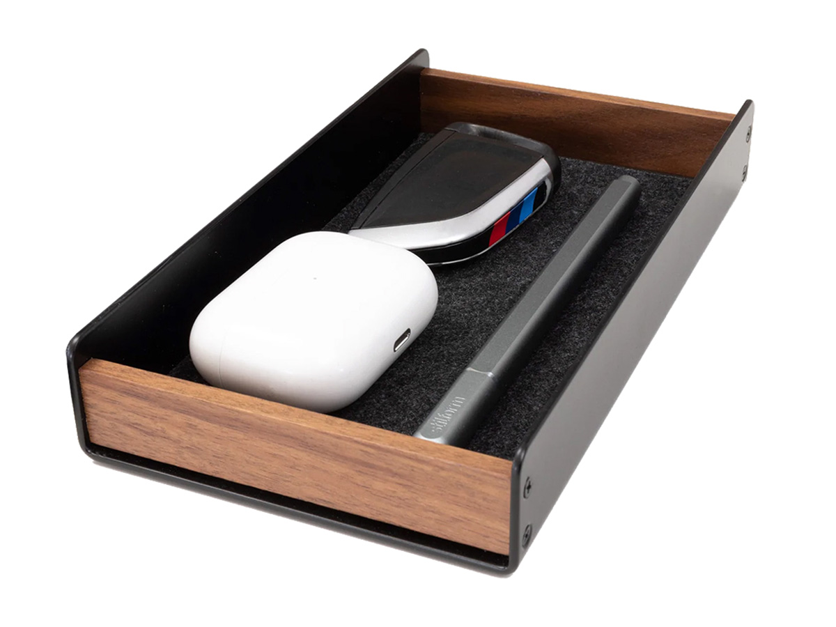 Balolo Catchall Tray Walnut - Organizer Bakje Hout en Zwart Staal