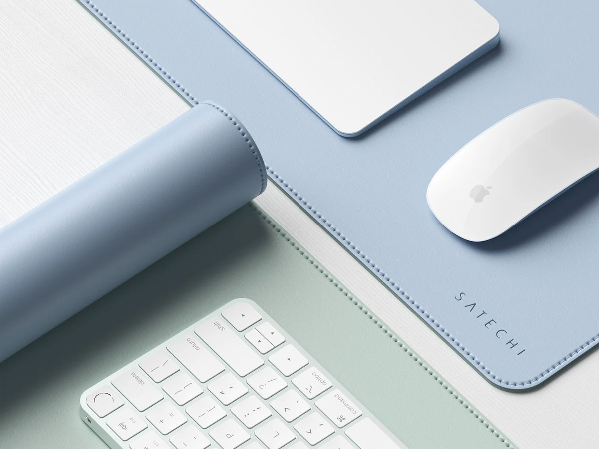 Satechi Eco-Leather Deskmate Blauw & Groen - iMac Bureau Onderlegger