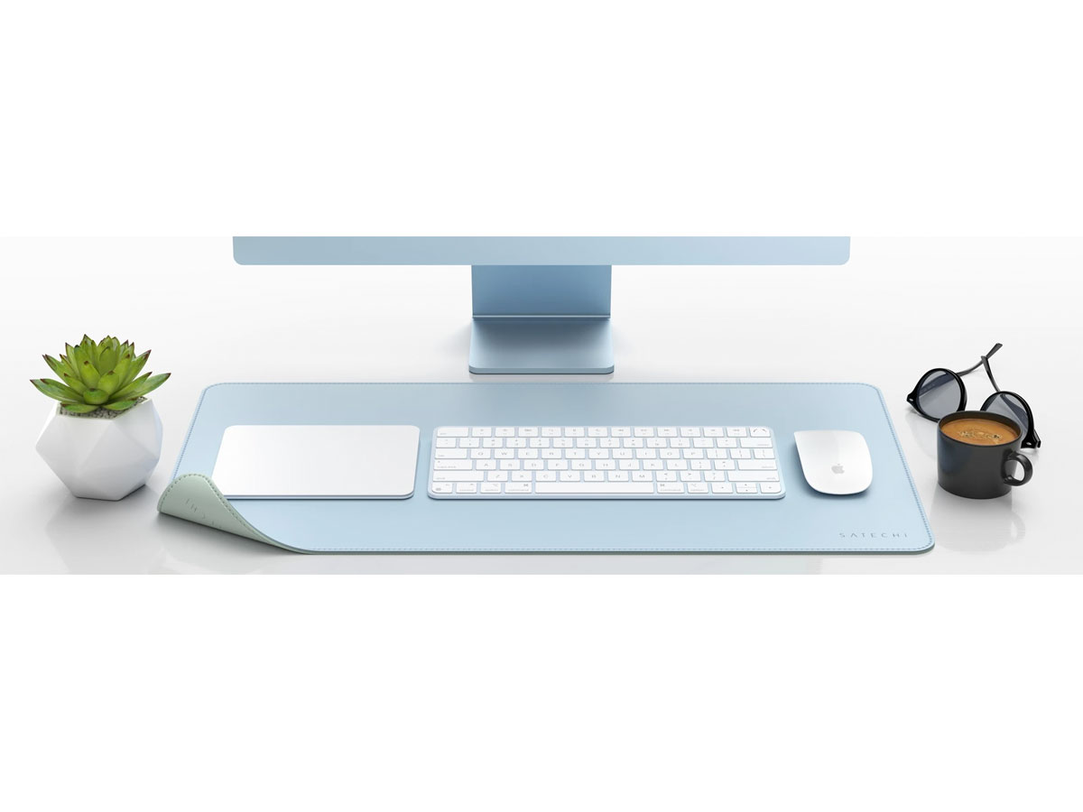 Satechi Eco-Leather Deskmate Blauw & Groen - iMac Bureau Onderlegger