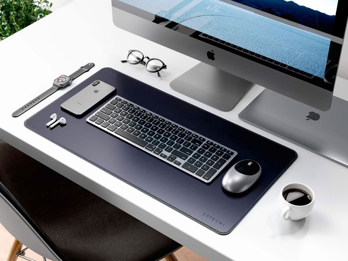 Satechi Eco-Leather Deskmate Navy - Bureau Onderlegger Computer Mat