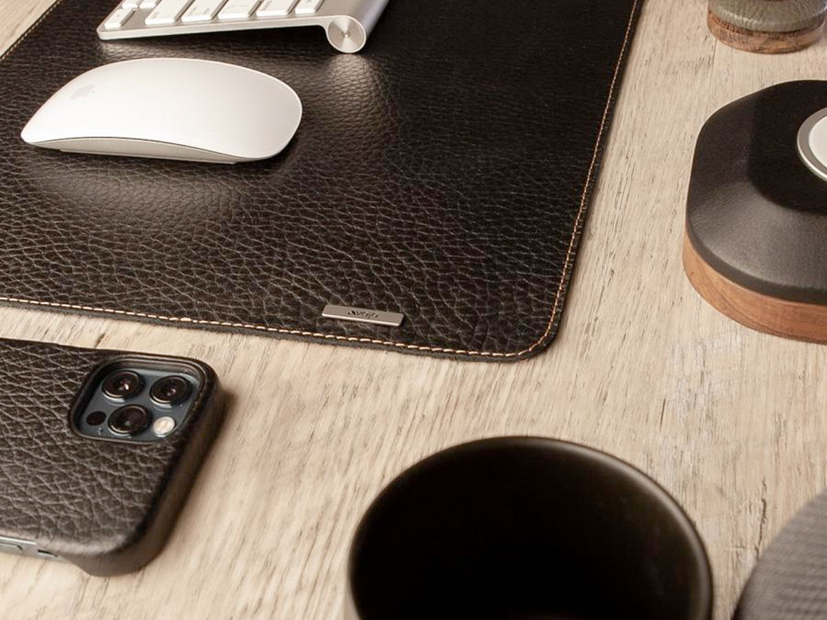 Vaja Deluxe Leather Desk Pad Zwart Medium - Leren Bureauonderlegger