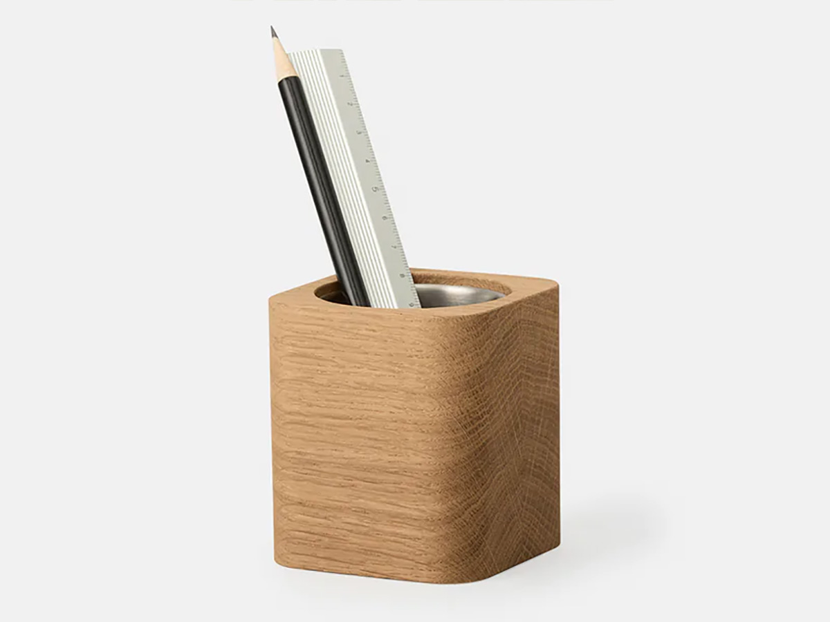 apotheek Voorkomen huisvrouw Oakywood Cubic Pen Holder Eiken | Houten Pennenpot