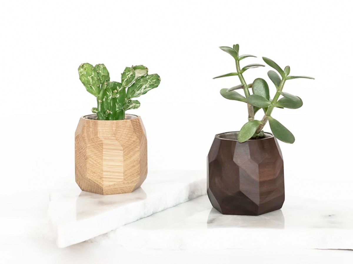 Oakywood Geometric Planter Walnut - Bureau Vetplant Potje