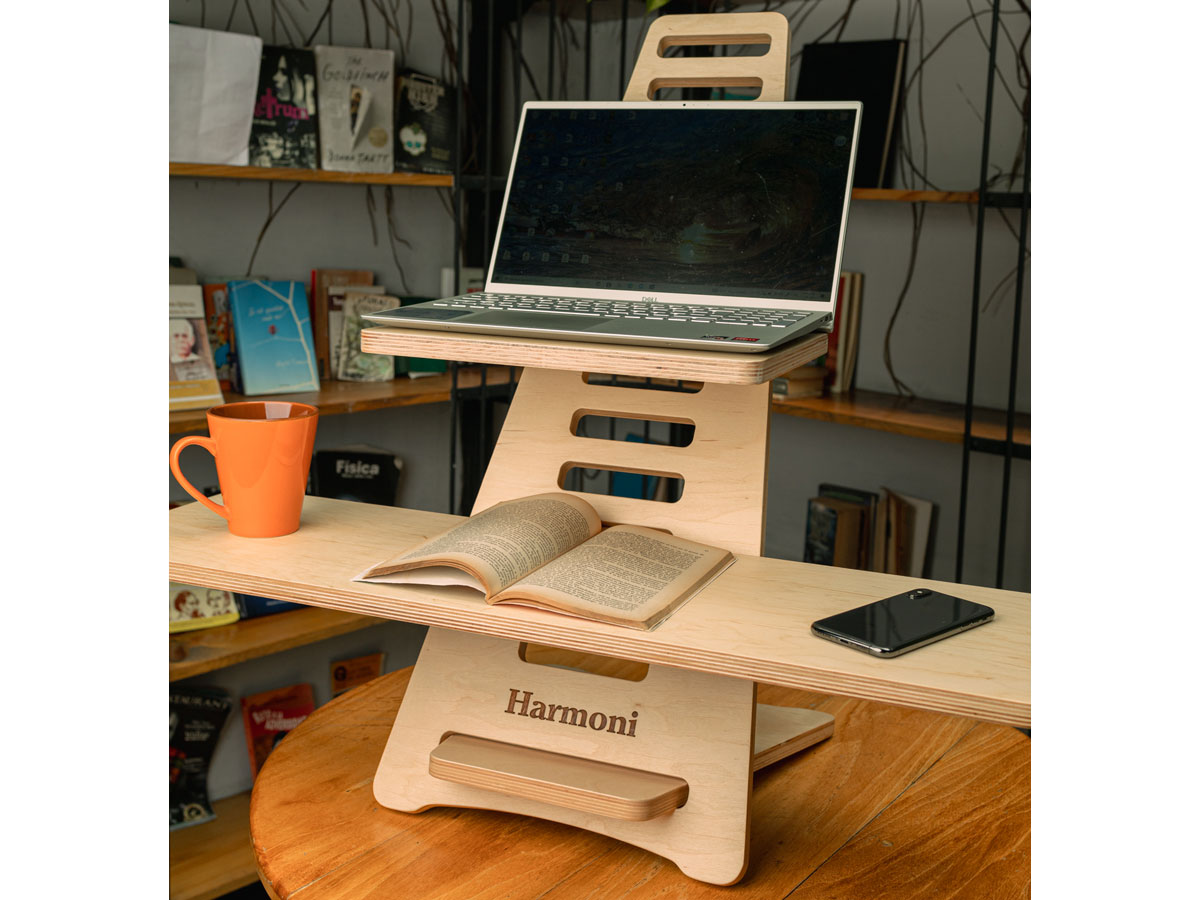 Harmoni Standing Desk Premium Esdoornhout - Modulair Sta Bureau