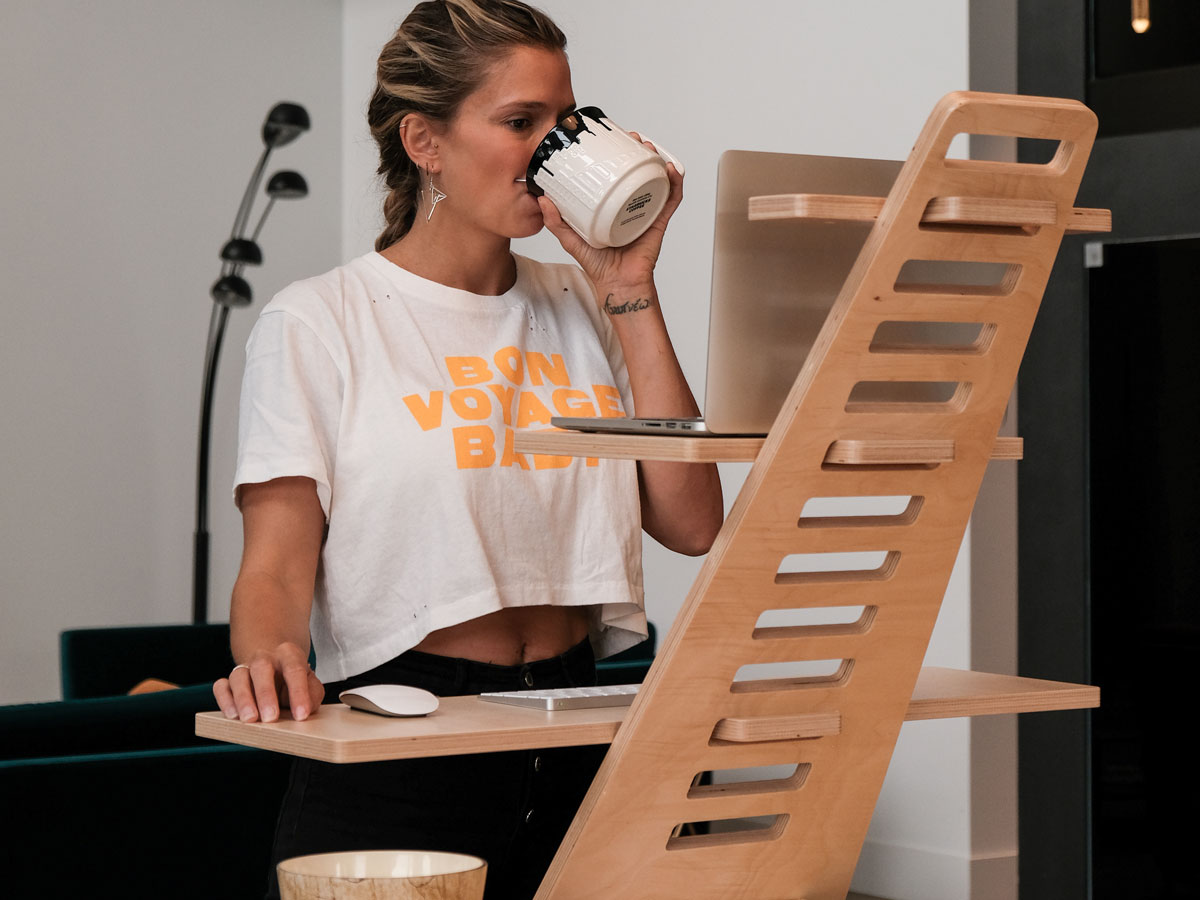 Harmoni Standing Desk Berkenhout - Modulair Sta Bureau