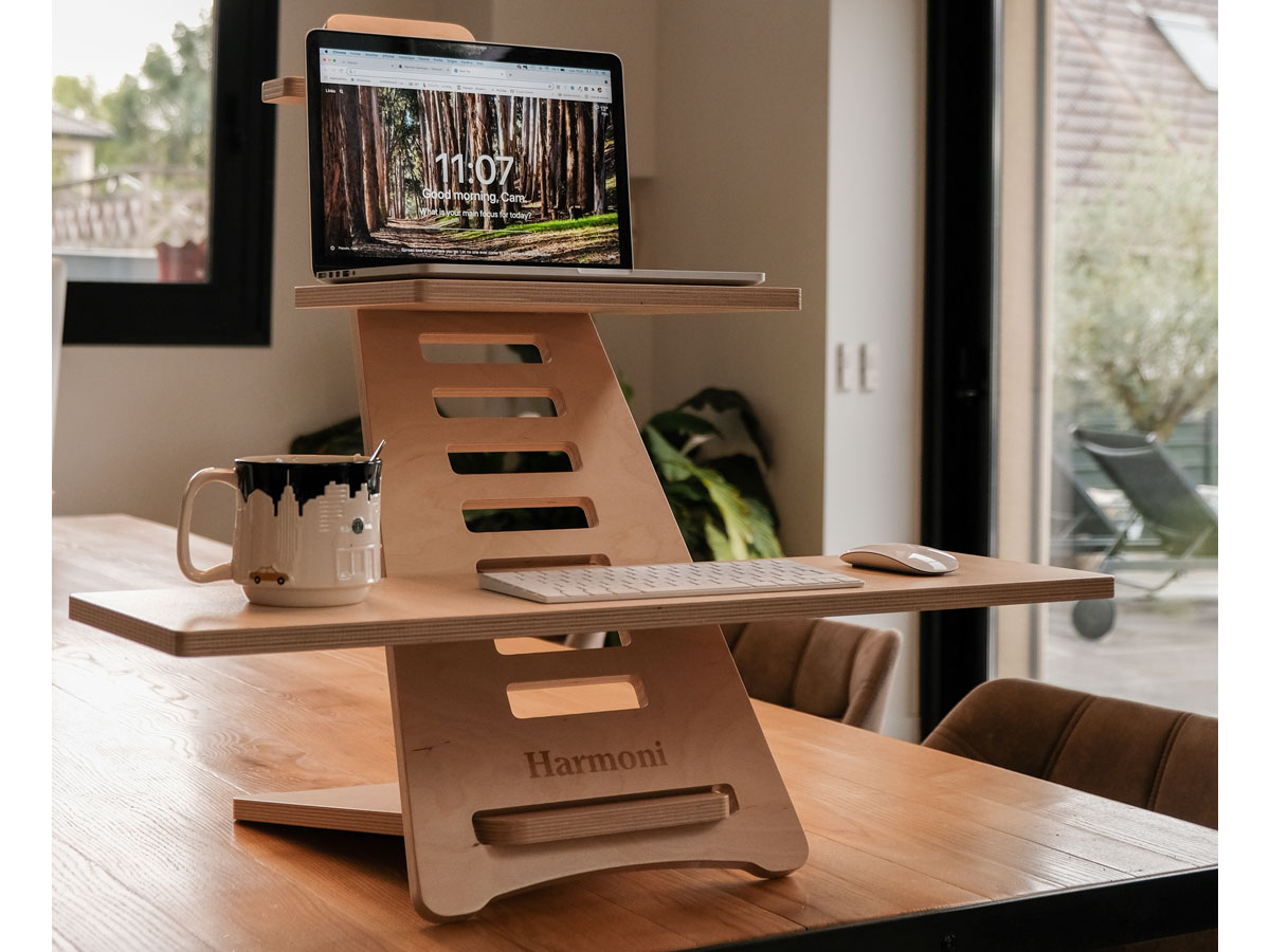 Harmoni Standing Desk Premium Esdoornhout - Modulair Sta Bureau