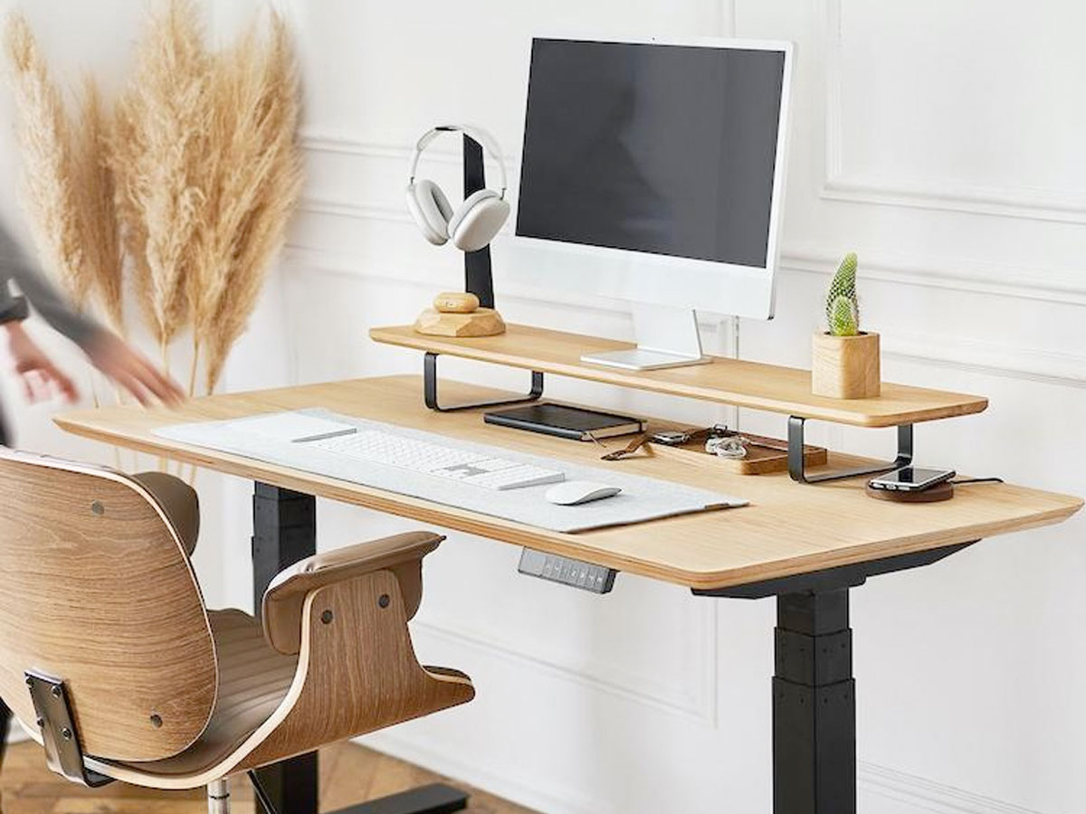 Oakywood Standing Desk Houten Zit Sta Bureau S - Eiken Fineer / Zwart