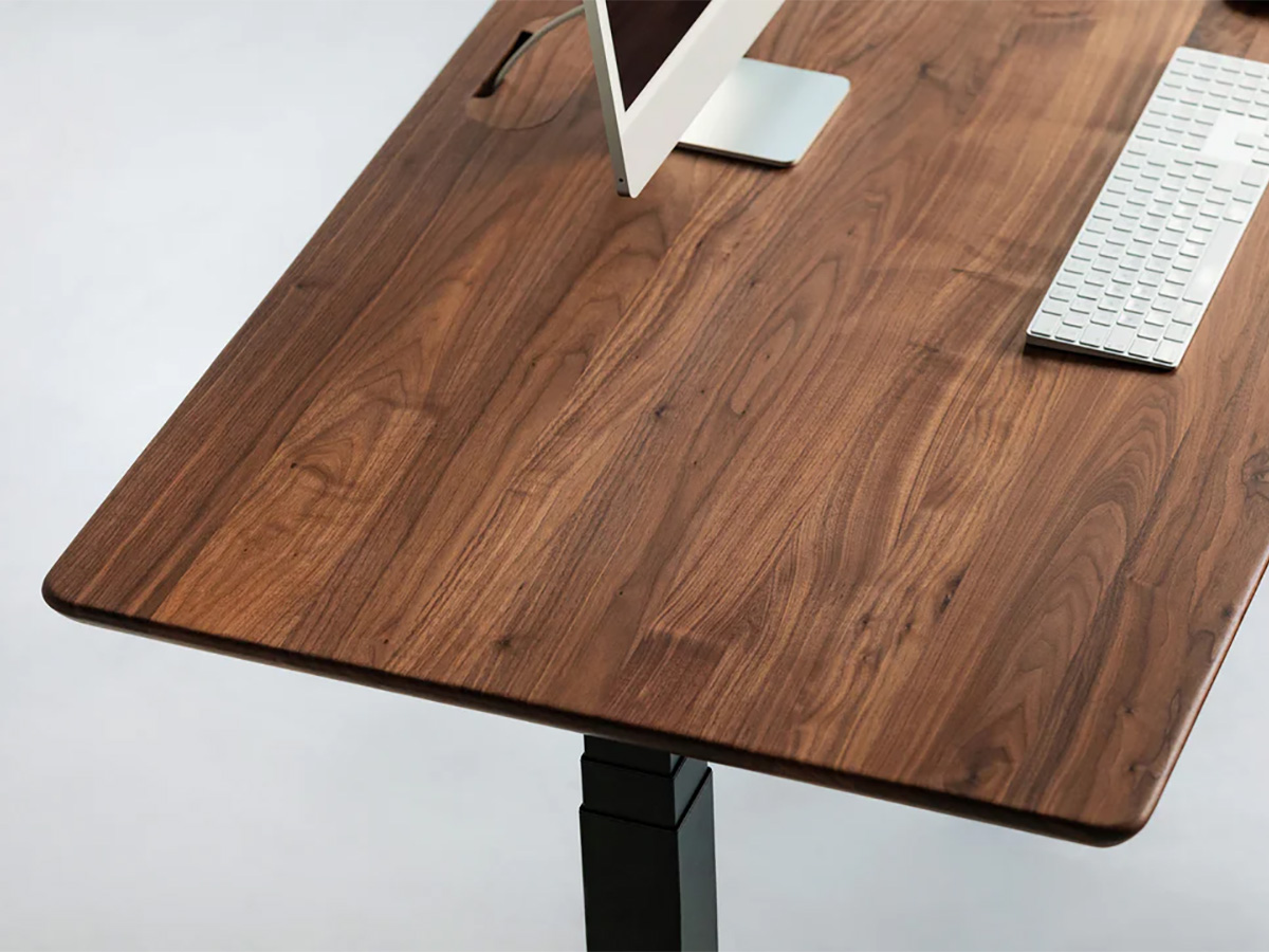 Oakywood Standing Desk Houten Zit Sta Bureau S - Massief Walnoot / Zwart