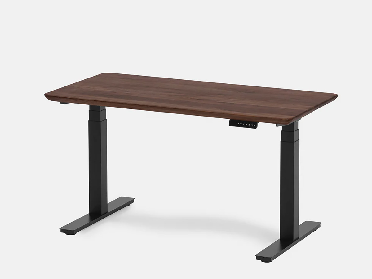 Oakywood Standing Desk Houten Zit Sta Bureau L - Massief Walnoot / Zwart