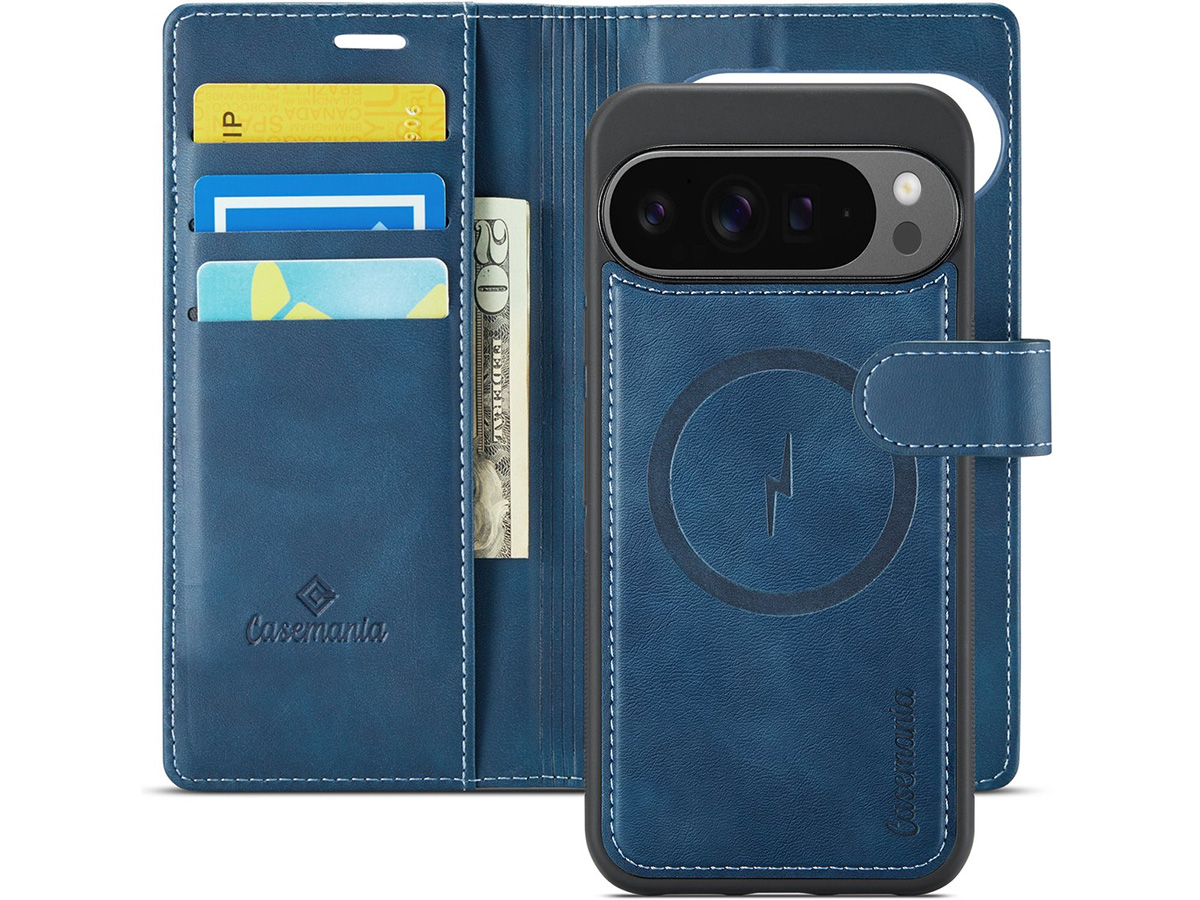 CaseMania 2in1 Bookcase MagSafe Qi2 Blauw - Google Pixel 10 Pro Hoesje