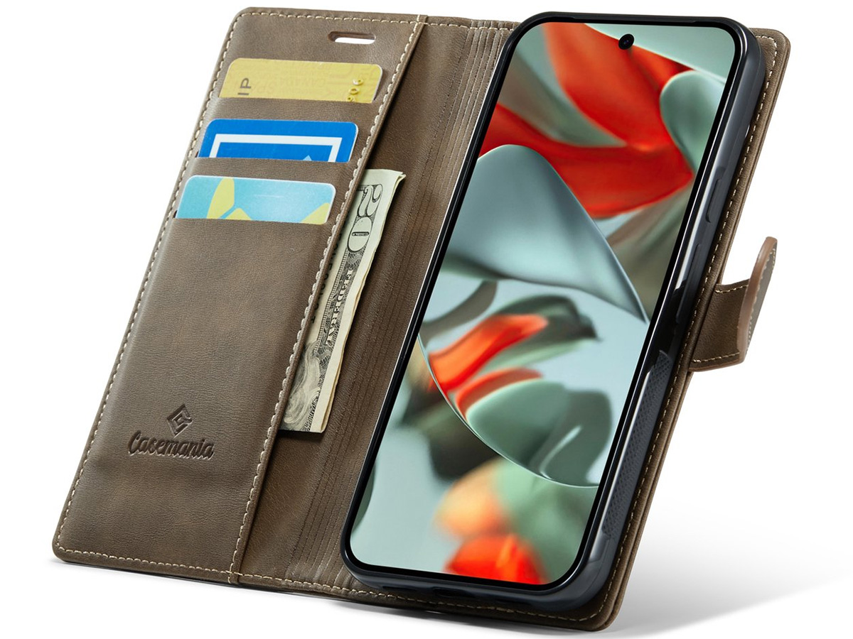 CaseMania 2in1 Bookcase MagSafe Qi2 Bruin - Google Pixel 10 Pro Hoesje