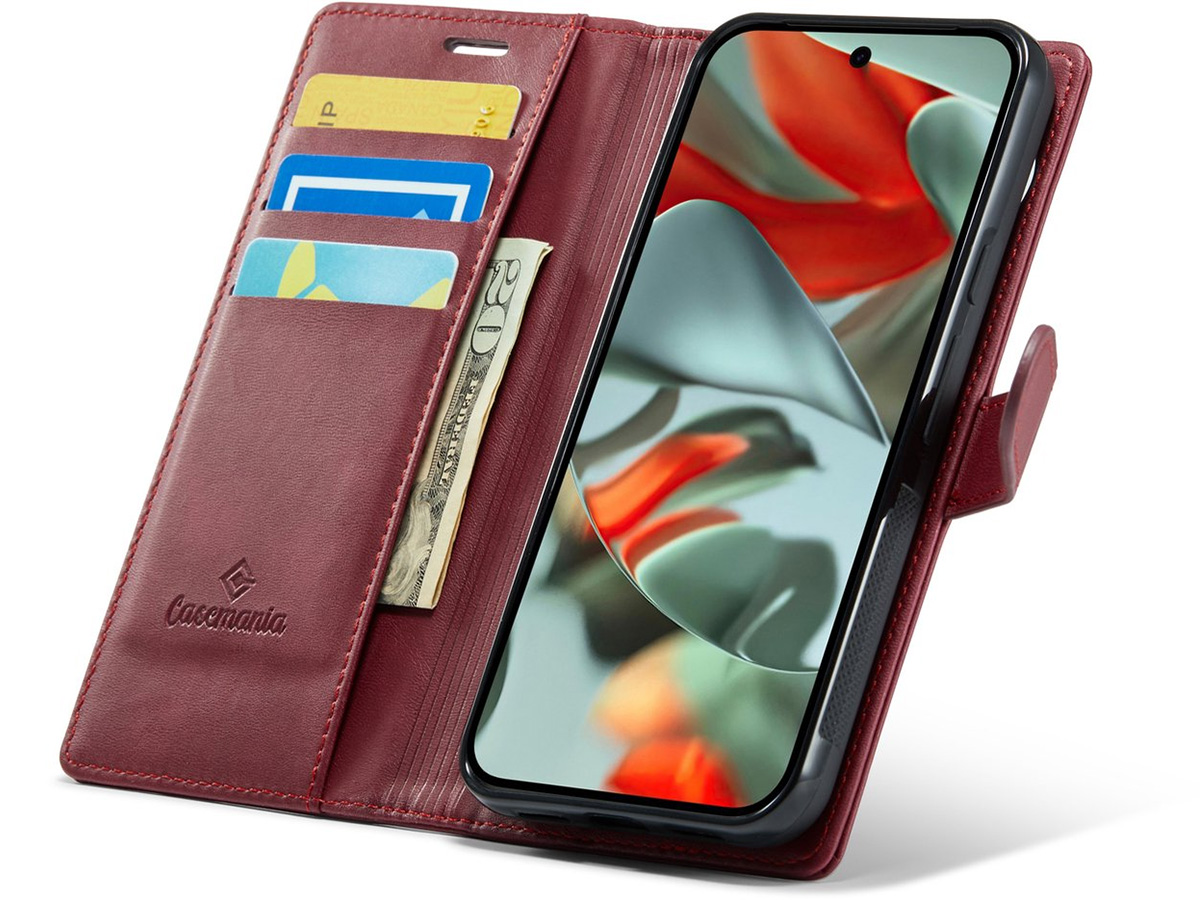 CaseMania 2in1 Bookcase MagSafe Qi2 Rood - Google Pixel 10 Pro Hoesje