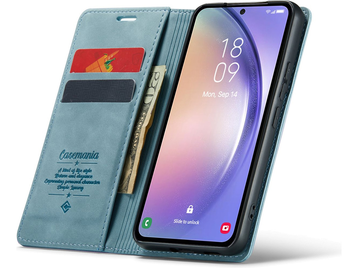 CaseMania Vintage Slim Bookcase Aqua - Google Pixel 8 Pro hoesje