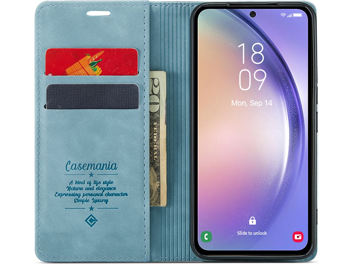 CaseMania Vintage Slim Bookcase Aqua - Google Pixel 8 Pro hoesje