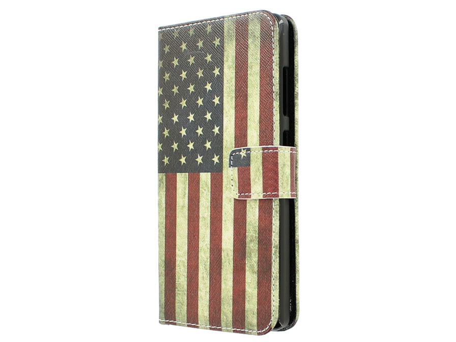 Vintage USA Flag Wallet Case - Honor 3C hoesje