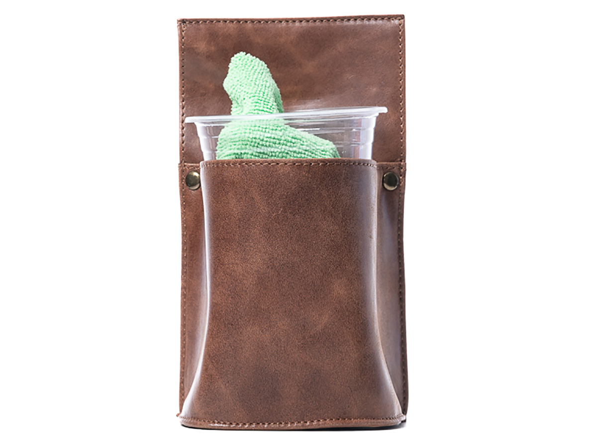 Horeca Holster voor Vaatdoek Glas - Cognac Leer