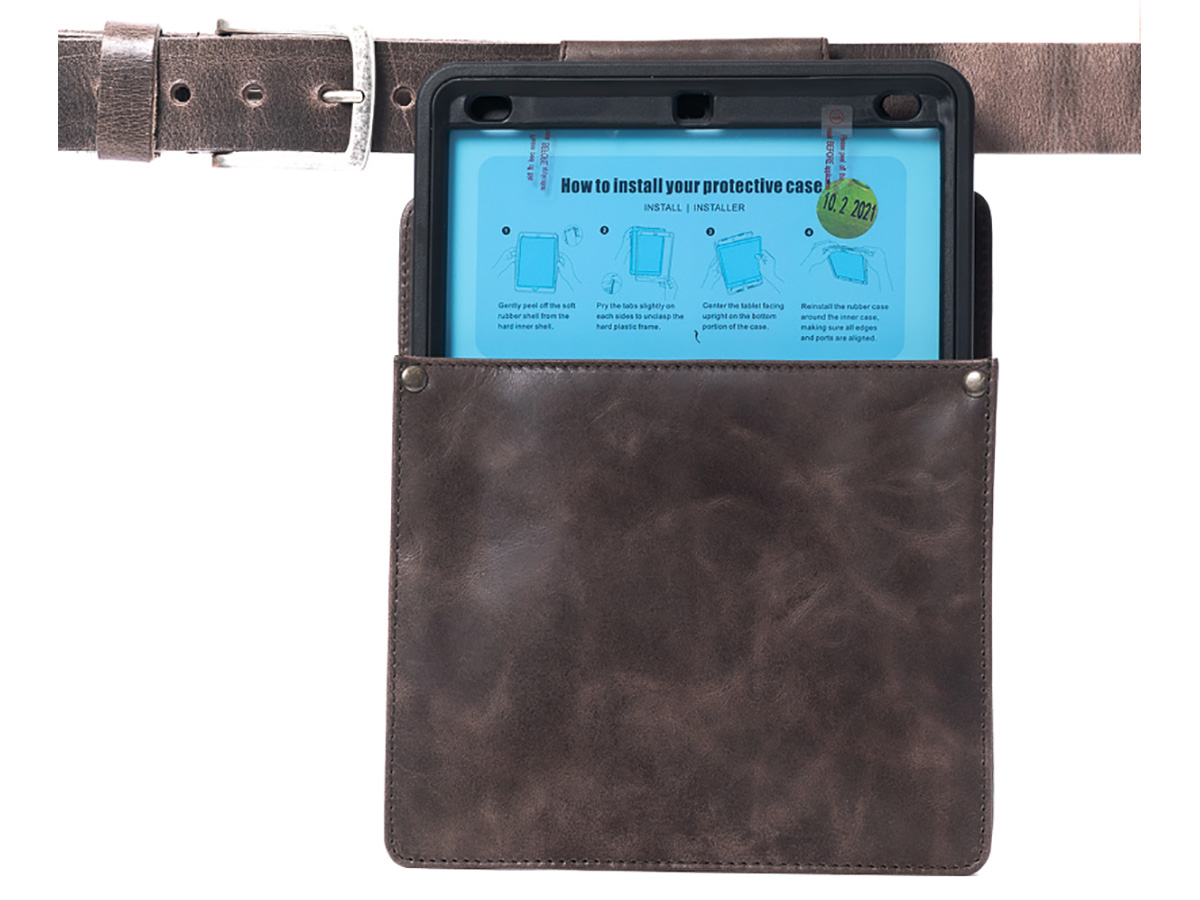 Horeca Holster voor iPad 9.7 & 10.2 - Bruin Leer