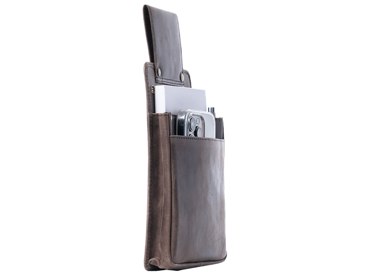 Horeca Slim Holster voor Beurs en Terminal - Bruin Leer